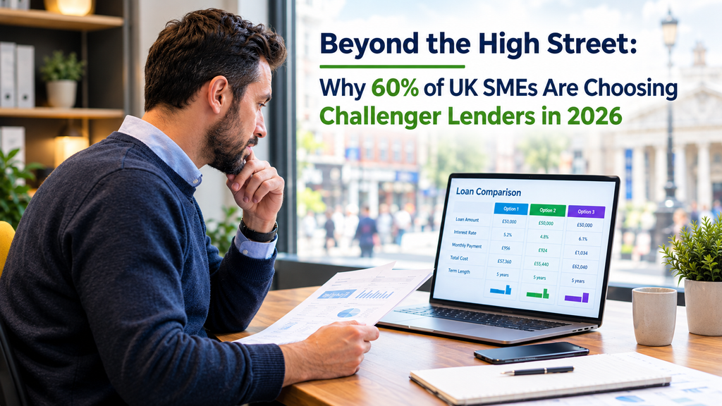 UK business owner comparing challenger bank and high-street lending options