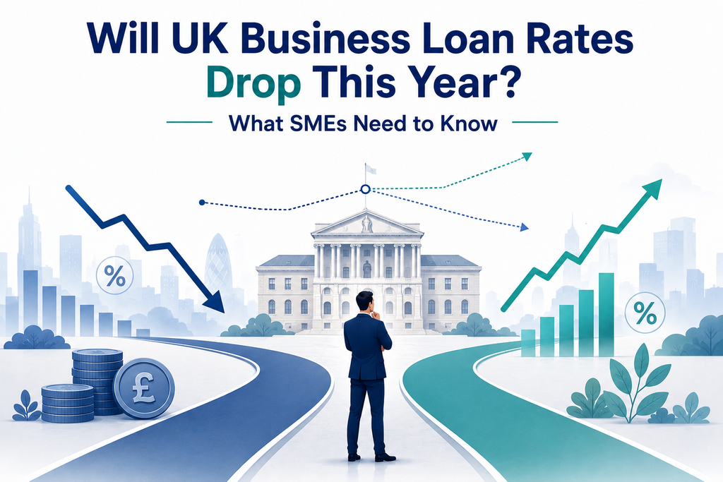 UK business owner reviewing interest rate outlook and business loan options